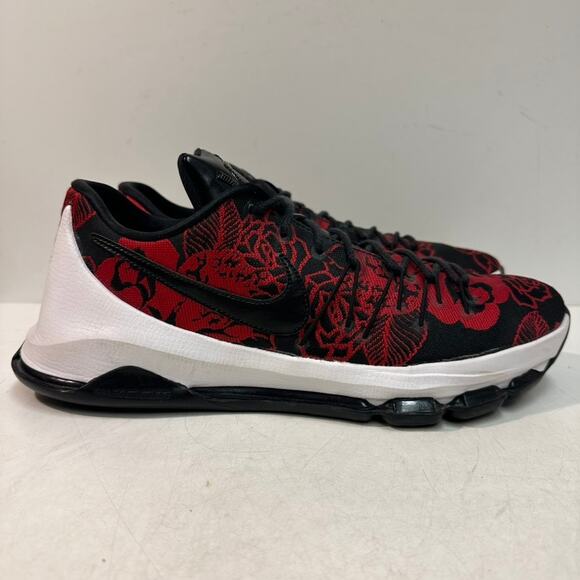Nike KD 8 EXT Floral Finish Red Black Kevin Durant Basketball Sneaker Bred 12.5 - Picture 3 of 10